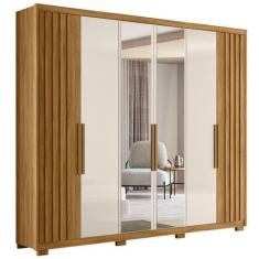 Imagem de Guarda Roupa Araguaia 260cm 6 Portas Freijó Off White Com Espelho Mova