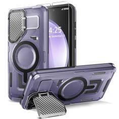 Imagem de BPOASE Capa magnética para Samsung Galaxy S24 FE Capa de câmera de metal integrada com suporte, [compatível com Magsafe] Capa protetora resistente à prova de choque de grau militar com protetor de