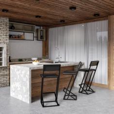 Imagem de Banqueta Z Alta 100cm Bistrô Cozinha Balcão Em Metal Com Encosto Incli