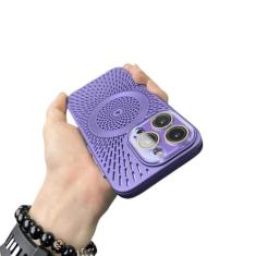 Imagem de Capa de telefone de malha de dissipação de calor respirável 14 13 12 15 pro max capa de telefone de carregamento sem fio magnético, roxo, para iphone 14 pro