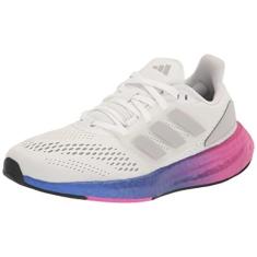 Imagem de adidas Tênis de corrida feminino Pureboost 22, Branco/cinza/fúcsia lúcido, 40