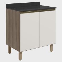 Imagem de Balcão para Cooktop Com Tampo 80cm Maly N03 Carvalho/Off White - Mpozenato