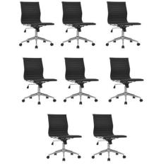 Imagem de Kit 8 Cadeiras de Escritório Sevilha Baixa sem braços Rivatti Preto