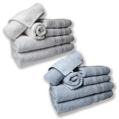 Imagem de Jogo De Toalhas 4 Banhos 4 Rostos 4 Pisos Grande Grossa Branco+azul