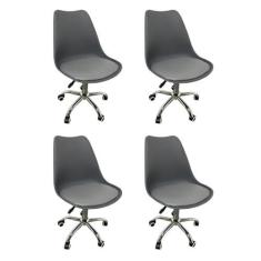 Imagem de Kit 4 Cadeiras para Escritório Secretária Decorativa Eames Chicago Cinza