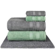 Imagem de Jogo de Toalhas Fio Penteado Extra Macia 5 Peças - Comfort (Petróleo + Verde)
