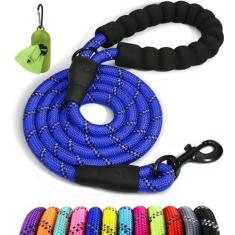 Imagem de Taglory Coleira de corda para cães de 1,2 m com alça acolchoada confortável, coleira para cães de porte médio e grande, 1,27 cm, azul marinho