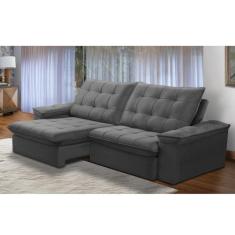 Imagem de Sofá 3l 2,3m Ret/rec Veludo Ferguile Batam - Grafite