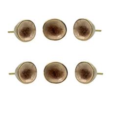 Imagem de Perilla Home Conjunto de 6 maçanetas de cerâmica - Puxadores de porta redondos decorativos com parafuso | Puxadores de armário gaveta cômoda quarto armário de cozinha guarda-roupa (4,2 cm x 3,8 cm x