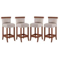 Imagem de Kit 4 Banquetas Média Estofada Encosto Diamantina 36x90Cm Balcão Madei