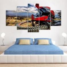 Imagem de Quadro Decorativo Mosaico De 5 Peças Motos Motocross