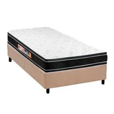 Imagem de Cama Box Solteiro: Colchão Espuma Castor D33 Black e White + Base CRC Suede Clean(88x188)