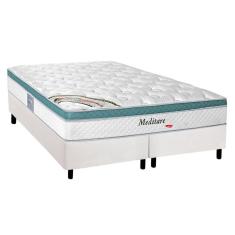Imagem de Cama Box King: Colchão Molas Herval MasterPocket Ensacadas Meditare + Base Courano Branco CRC(193x203)
