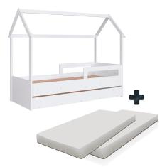 Imagem de Bicama Casinha Montessoriana Com 2 Colchões Solteiro Branco Sorriso Shop jm