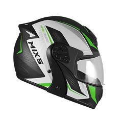 Imagem de Capacete de Moto Mixs MX Gladiator Neo Articulado Escamoteável Robocop Preto Com Verde 62