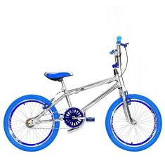 Imagem de Bicicleta Infantil Masculina Aro 20 Cross Cromada e Azul 2