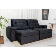 Imagem de Sofá Retrátil Reclinável Imperial 2.50m Preto Molas Ensacadas - IMPÉRI