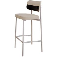 Imagem de Banqueta Alta Bar Cozinha Sala De Jantar Aço Branco Kaira C01 Linho Ar