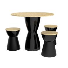 Imagem de Conjunto Fit Wood com Mesa + 03 Banquetas Sili I`m In Preto Grifit