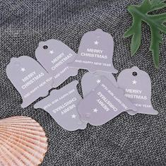 Imagem de Árvore de Natal, 00pcs Cartão el Tag Ft Árvore de Natal W Presente DecoraçãoSino Amarelo W Presente ElHang (Sino)