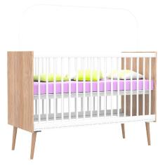 Imagem de Berço Nacional Bella Retrô 100% Mdf Cor Branco Brilho Com Wengue - Canaã Baby