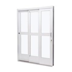 Imagem de Porta De A o De Correr 215x152cm 3 Folhas Com Vidro Liso Qual