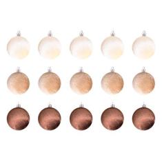 Imagem de Enfeites de bolas de árvore de Natal de veludo, conjunto de enfeites de Natal inquebrável,Enfeites de Natal Bolas Decorativas | Conjunto de bolas de veludo 15X, decoração de casa, enfeites de árvore d
