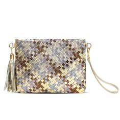 Imagem de DSGUTWO Bolsa clutch de tecido para mulheres, bolsas noturnas, moda, brilhante, transversal, Marrom