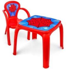 Imagem de Mesa Infantil Com 4 Cadeira Decorada Teia - Usual Utilidades