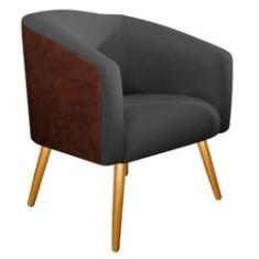 Imagem de Poltrona Luiza Corano Nozes e Linho Chumbo - ADJ Decor