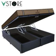 Imagem de Cama Box Baú King Bravus + Colchão Mola Ensacada D33 Madrid 193X203x66