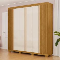 Imagem de Guarda-roupa Casal 230,10cm 6 Portas Ripado 6 Gavetas 100% Mdf Magnólia Cinamomo/Off White