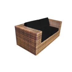 Imagem de Namoradeira Copacabana Quadrada em Junco Almofada Preta - Imbuia