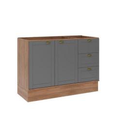 Imagem de Balcão 120 Cm 2 Portas E 3 Gavetas Para Cozinha Sem Tampo - Carraro Mó