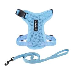 Imagem de Peitoral para gatos Voyager Step-in Lock ajustável com conjunto de coleira para gatos com alça de neoprene de 1,5 m - suporta gatos de raças pequenas, médias e grandes da Best Pet Supplies - azul