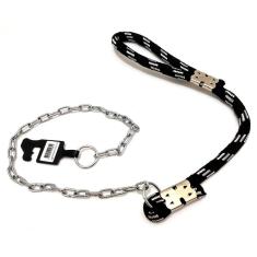 Imagem de Coleira guia roliça preta abraçadeira de corrente 3.5 x 70 cm