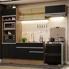 Imagem de Cozinha Completa Madesa Glamy 270011 com Armário e Balcão (sem Tampo e Pia) - Rustic/preto