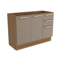 Imagem de Balcão de Cozinha Botanic M624 c/ 2 Portas e 3 Gavetas 120cm Nogueira/Fendi - Kappesberg