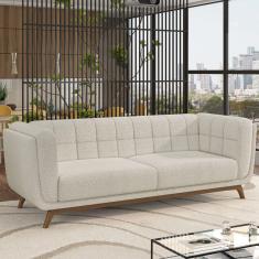 Imagem de Sofá Decorativo Sala De Estar 180Cm Rocket 2 Lugares Base Madeira Boucle Off White G45 - Gran Belo