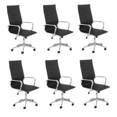 Imagem de Kit 6 Cadeiras de Escritório Presidente Giratória Sevilha Preto