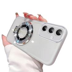 Imagem de Capa de silicone com suporte magnético para samsung galaxy, s24, s23, s22, s21, s20 ultra fe plus, capa transparente, branca, para samsung s21