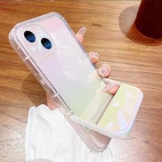 Imagem de Capa de telefone transparente para suporte de cadeira colorida a laser de luxo para iPhone 11 12 13 Pro X XR XS MAX Capa traseira protetora elegante, wtie, para iPhone 13