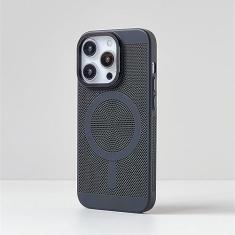 Imagem de Capa magnética de resfriamento de dissipação de calor para iPhone 15 14 Pro 11 13 12 Pro Max Grid respirável à prova de choque fina capa rígida para PC, T9, para iPhone 13