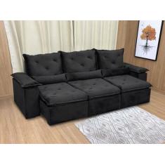 Imagem de Sofá Retrátil Reclinável 2,70 M Preto 504 Athenas Premium - Alpoim