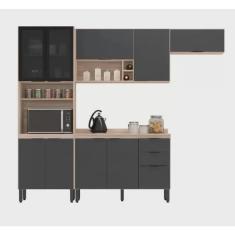 Imagem de Cozinha 10 Portas Modulada Demobile Firenze 06 Avena / Grafito Prime tx 2,60 m