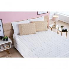 Imagem de Jogo De Cama Lençol 200 Fios Petit Poá King 03 Peças Caqui