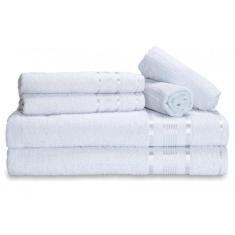 Imagem de Jogo De Toalhas Indian Soft 2 Banhos 2 Rostos E 2 Pisos 380g/m² 100% Algodão - Branco Branco