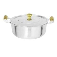 Imagem de Caçarola Panela Aluminio Polido Alça e Pomel de Madeira 8 Litros 32 cm