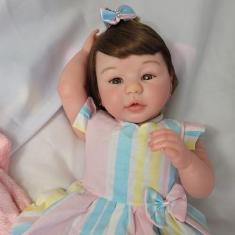 Imagem de BONECA BEBÊ REBORN MENINA LINDA DE VESTIDO PODE DAR BANHO