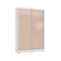 Imagem de Guarda Roupa Solteiro 2 Portas de Correr e 2 Gavetas c/ Pés CB02N571 Flex Branco/Branco ou Macadamia - Kappesberg